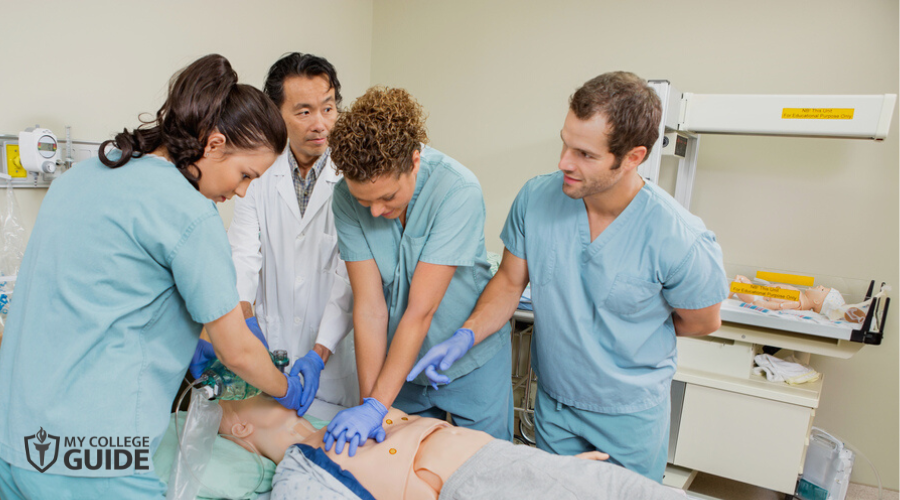 Student nurses during CPR training
