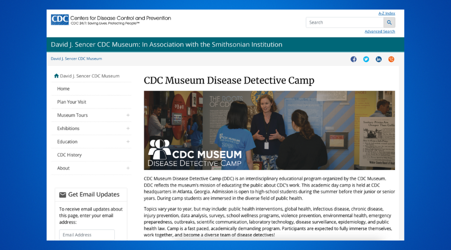 Center for Disease Control Museum Disease Detective Camp