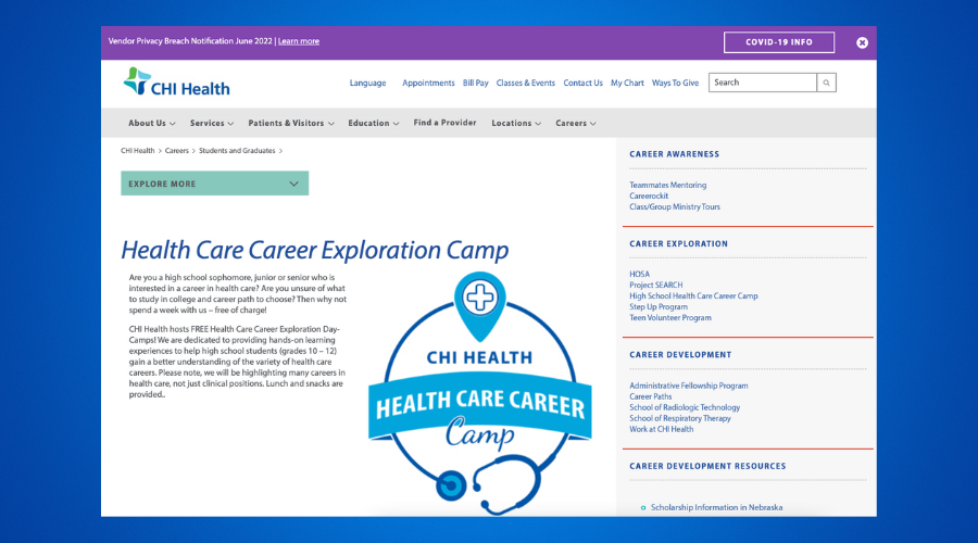 Health Care Career Exploration Camp
