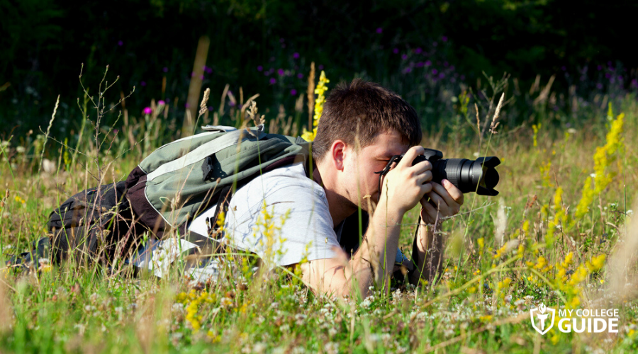 Student practicing wildlife photography