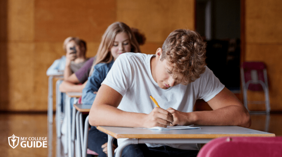Students taking exam