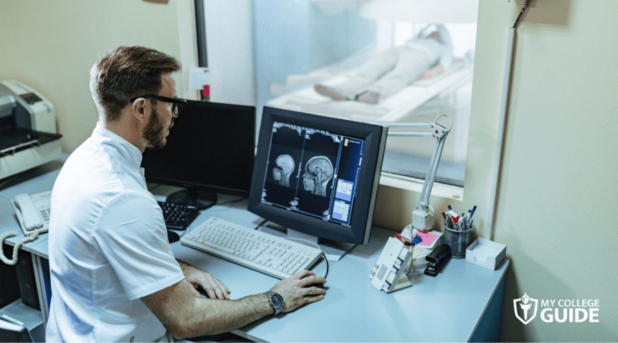 MRI Technologist performing an MRI test