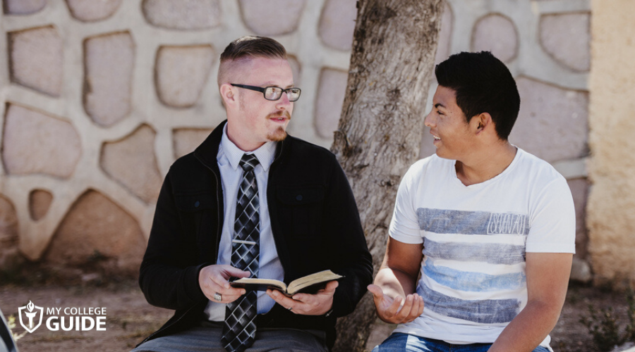 Man with Online Theology Degree doing Evangelism