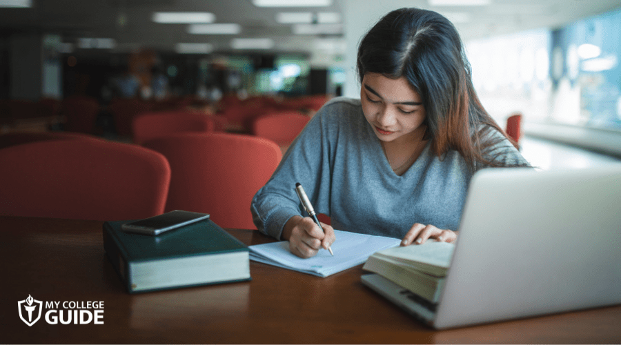 Student doing research about Local Scholarship Awards