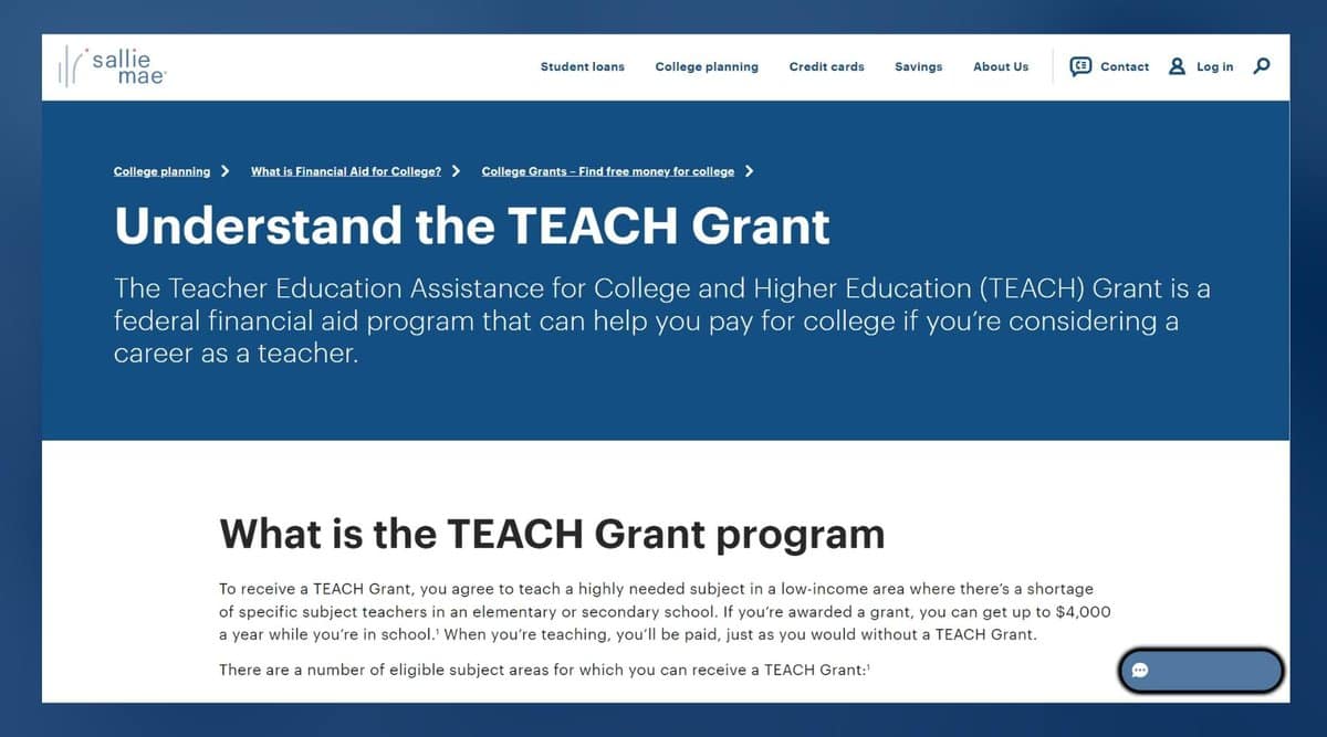 Teacher Education Assistance for College and Higher Education Grant (TEACH)
