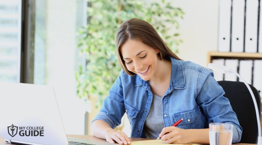 Woman taking an Education Degree online