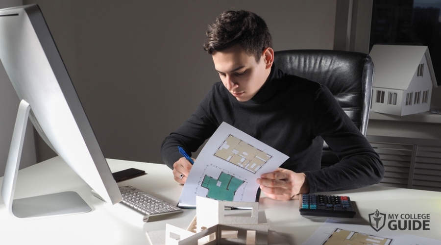 student taking his Architecture Degree Online