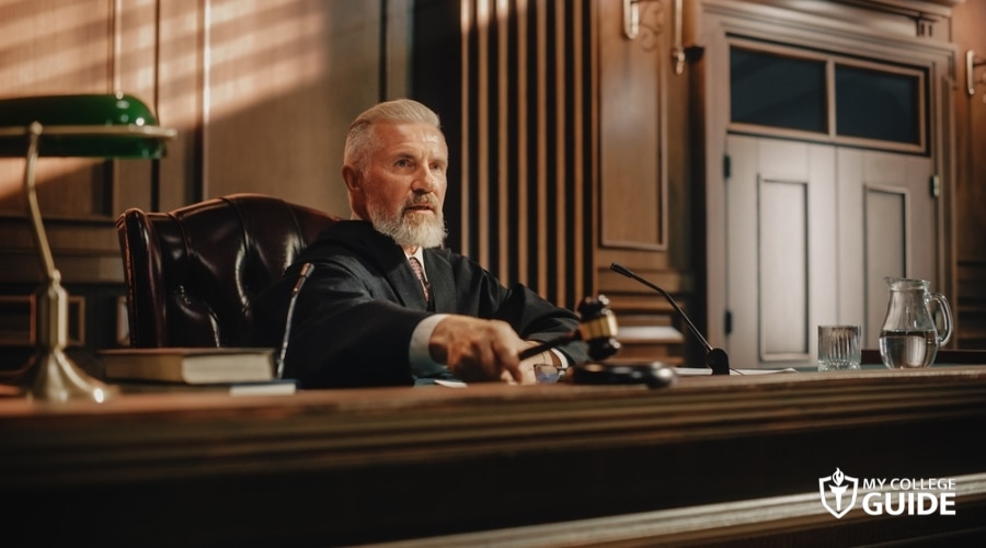 Judge during a legal hearing in the courtroom