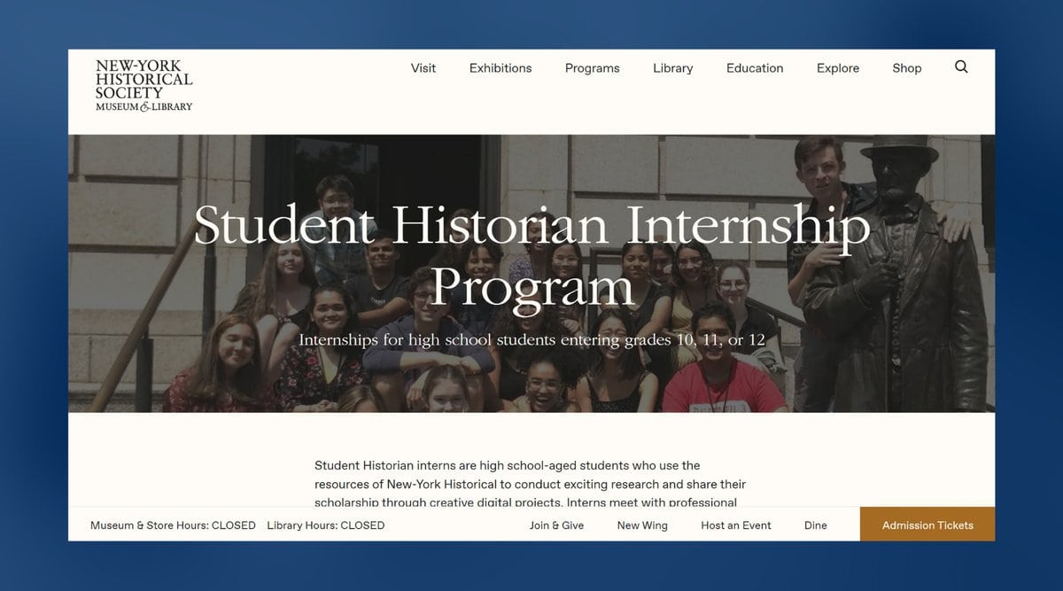 New-York Historical Society’s Student Historian Program