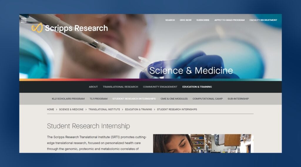 student research internship program at the scripps translational science institute