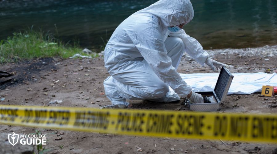 Forensic Science Technician collecting evidence