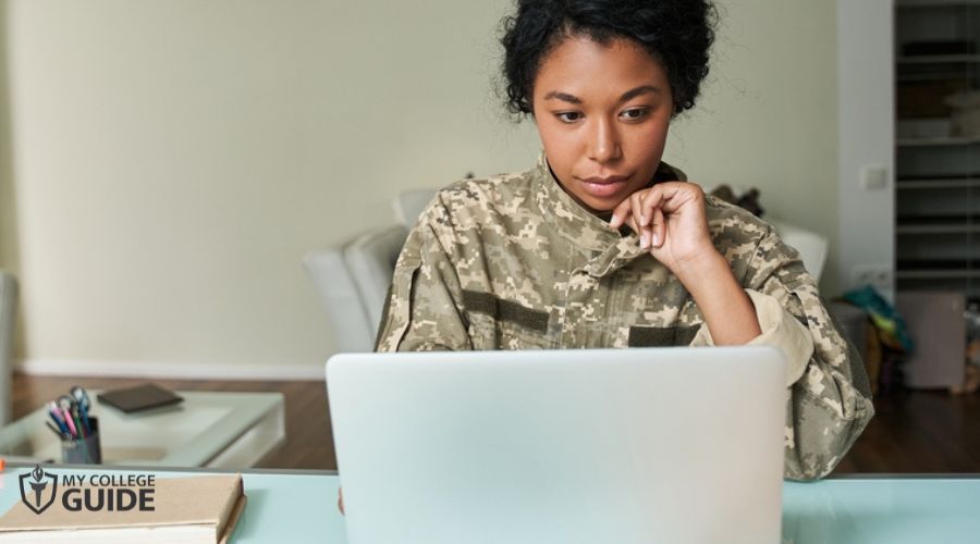 military student checking available Scholarships online