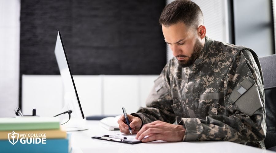 Military Man taking his college degree online