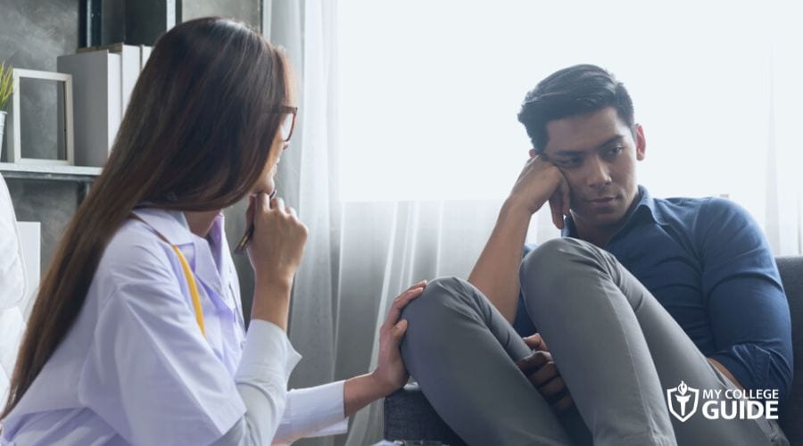 Mental Health Counselor empathizing with her patient