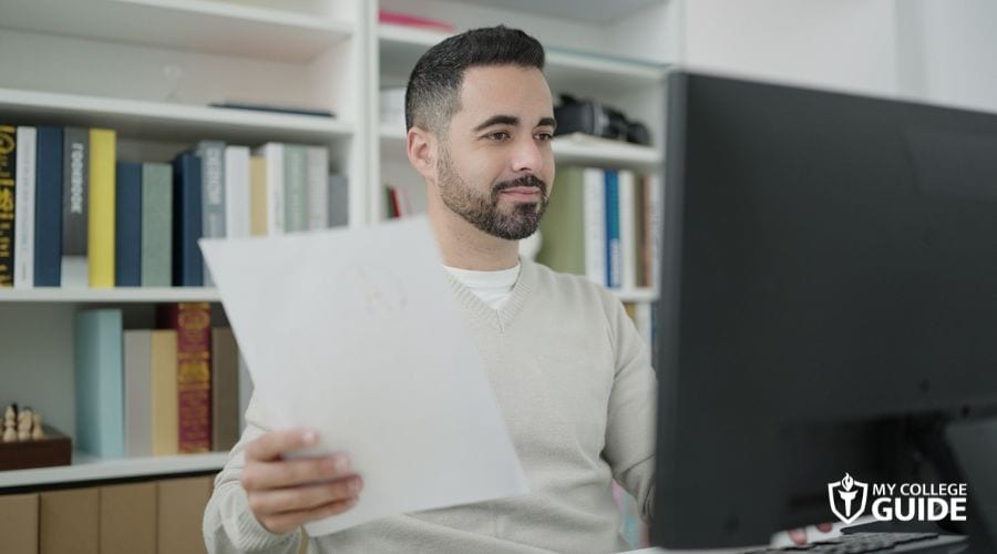 Man preparing requirements for History Degree 