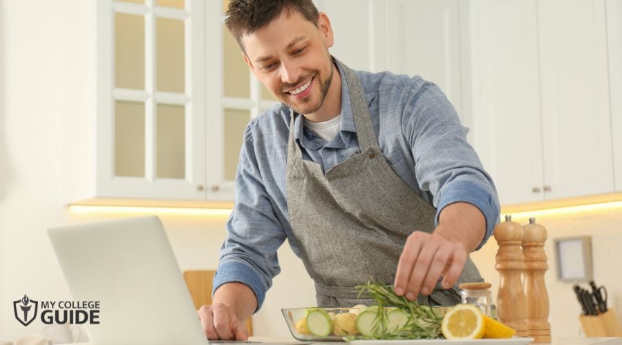 Man taking Online Associate's in Culinary Arts