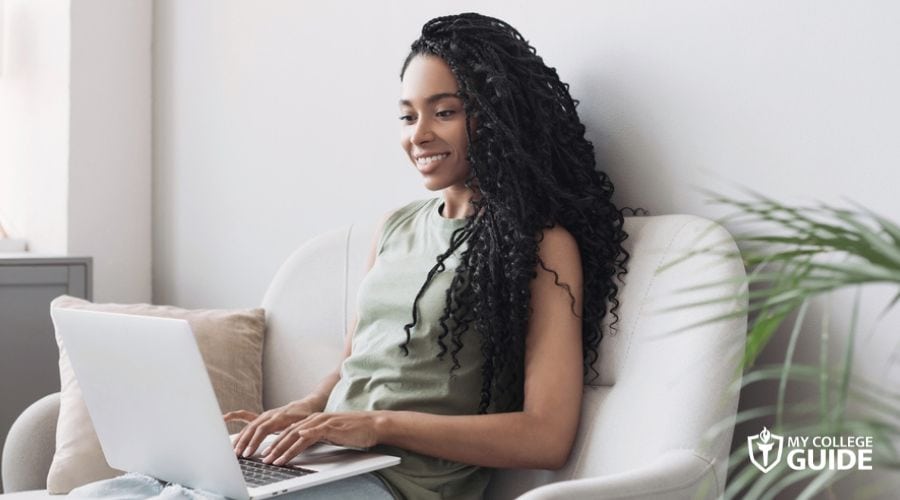 Woman taking Online Bachelor's Degree in Social Work