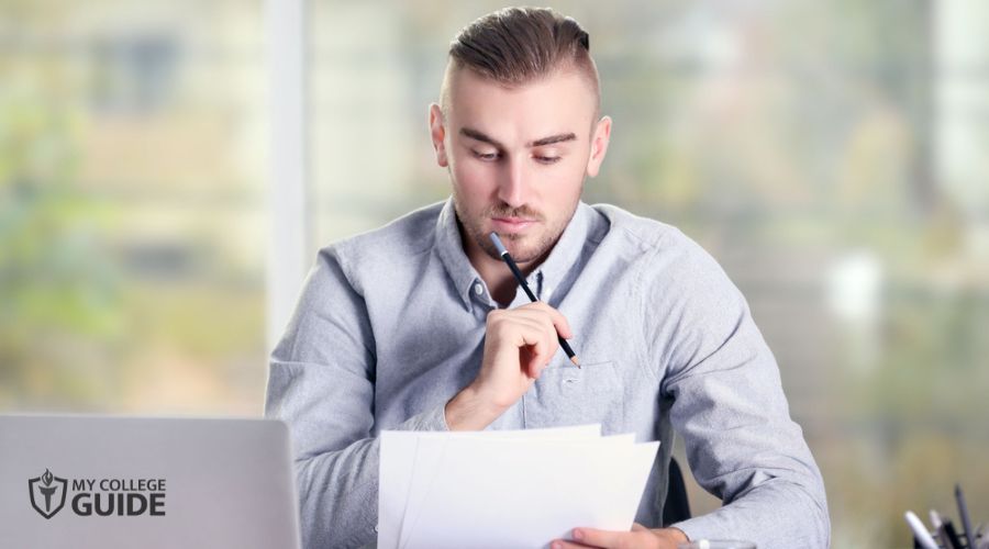 Man preparing requirements for Psychology degree