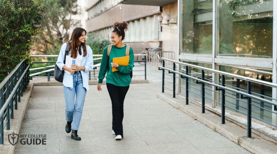 transferee students walking around college campus